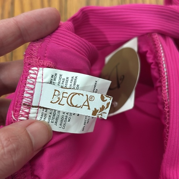 Becca by Rebecca Virtue L2052 Raspberry Ribbed Halter Bikini Top size D cup NWT - Picture 6 of 7